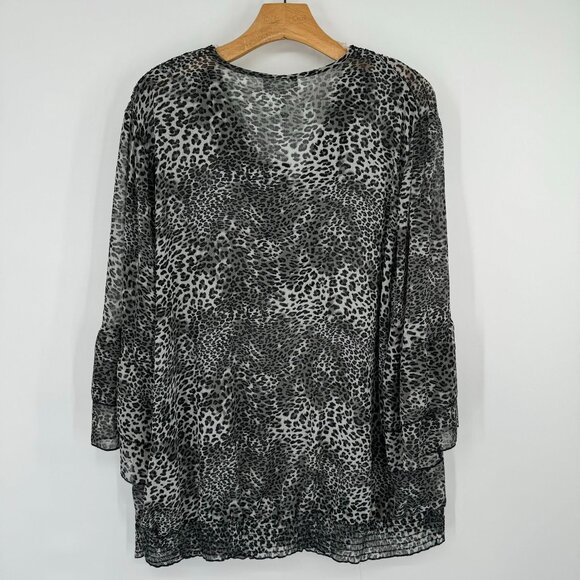 Evolution by JMS Leopard Print Tunic cover up Sheer Women's size 3x plus new - Picture 10 of 13